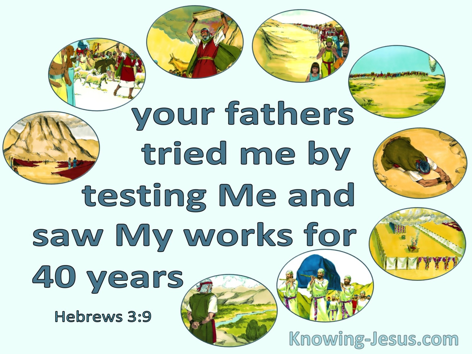 Hebrews 3:9 Your Fathers Tested Me For 40 Years (aqua)